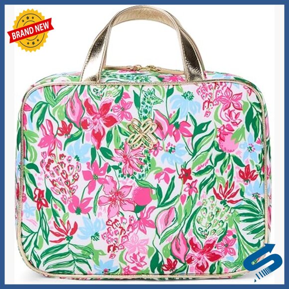 Large Wipeable Cosmetic Case with Handles Travel Organizer Bag